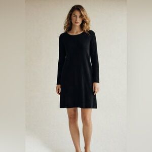 Eileen Fisher Merino Wool Shift Dress Black